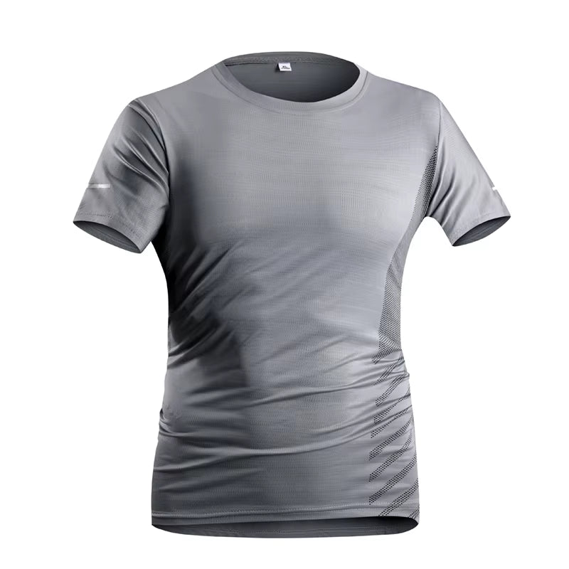 Running T-Shirt Men Summer Ice Silk Thin Top Reflective Printing Quick Dry Short Sleeve Breathable Fitness Sports T-Shirt 5XL