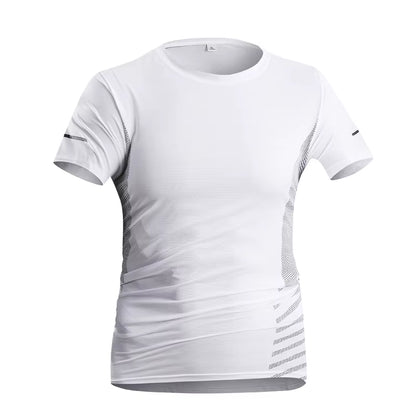 Running T-Shirt Men Summer Ice Silk Thin Top Reflective Printing Quick Dry Short Sleeve Breathable Fitness Sports T-Shirt 5XL