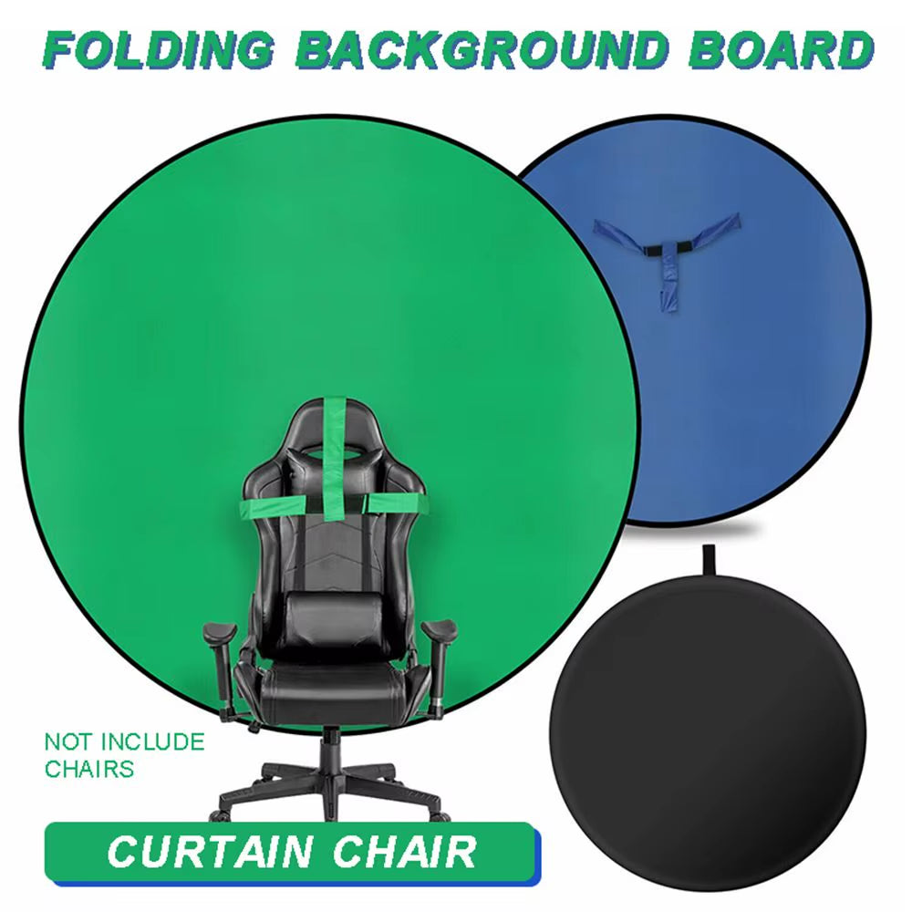 Green Blue Double-Sided Screen Background Cloth Circular Foldable Photography Studio Backdrop Chromakey with Storage Bag