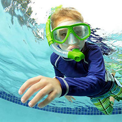 Kids Snorkel Set Scuba Snorkeling Mask Swimming Anti-Fog Goggles with Dry Snorkels Tube Diving Underwater Snorkeling Glasses Set