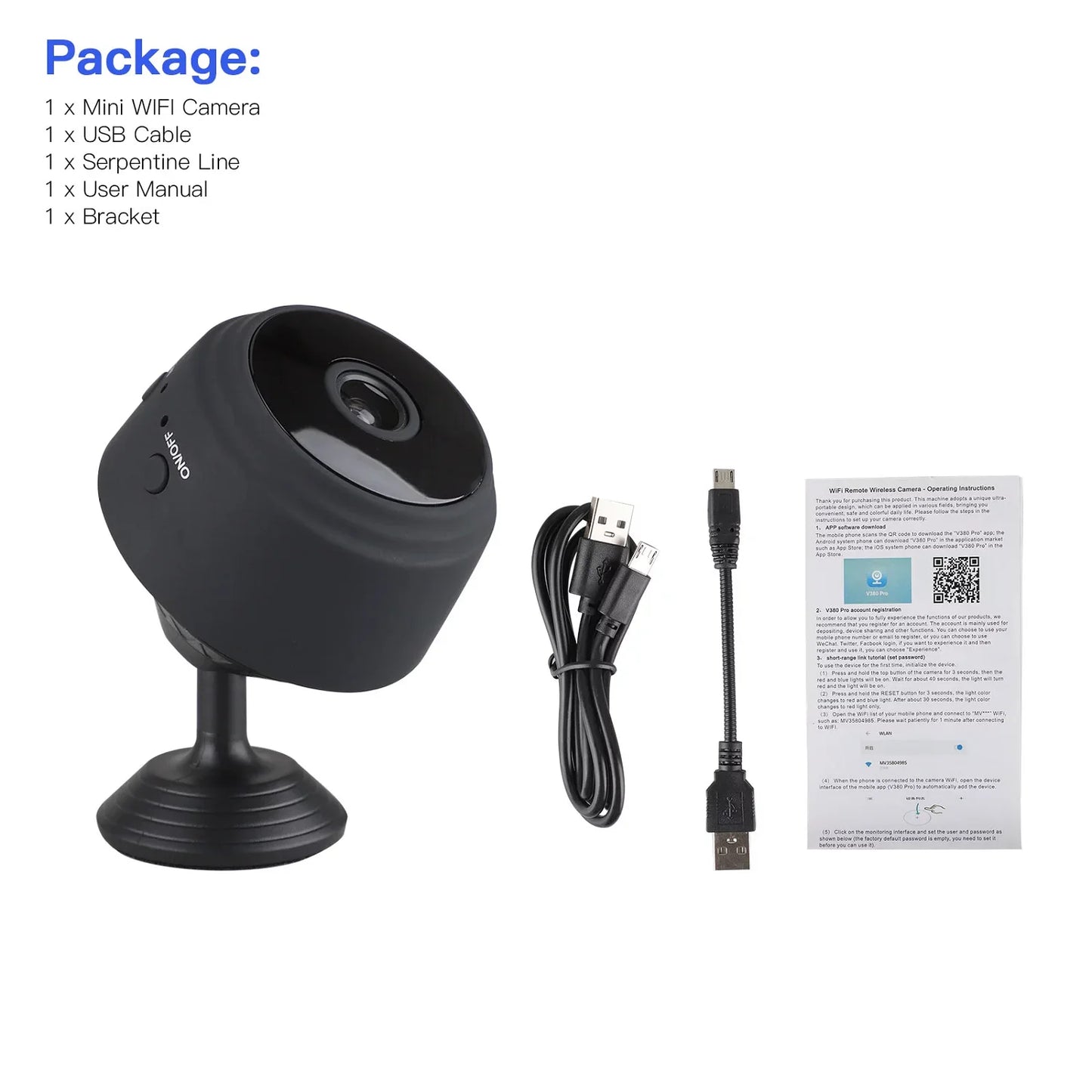 Mini Wireless Security Camera, Full HD 720P Portable Small HD Nanny Cam with Night Vision, Video Record and Motion Detection for Home Car Drone Office and Outdoor Use