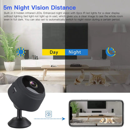 Mini Wireless Security Camera, Full HD 720P Portable Small HD Nanny Cam with Night Vision, Video Record and Motion Detection for Home Car Drone Office and Outdoor Use