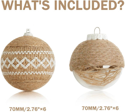 Christmas Ball Ornaments Set - 12 Count Large Shatterproof Decorations for Farmhouse Trees, 70mm/2.76", Flaxen