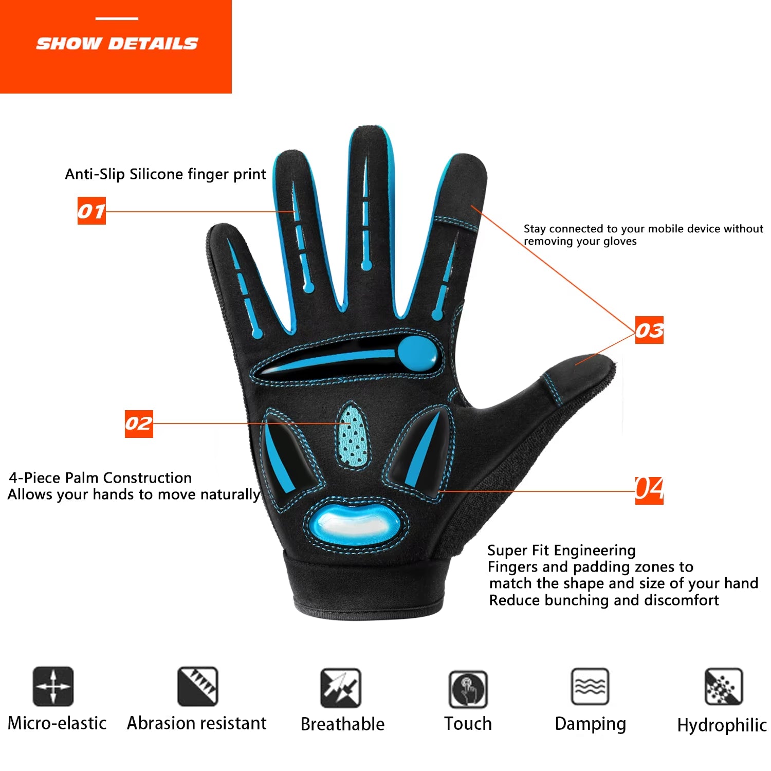 Racing Gloves Motocross Sports Gloves Breathable Non-Slip MTB Road Bike Cycling Gloves Touch Screen Bicycle Gloves Men Women