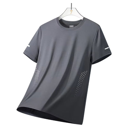 Men'S Running Quick Drying T-Shirts Breathable Hiking Fishing Tees Soft Elasticity Outdoor Sports Short Shirt Summer