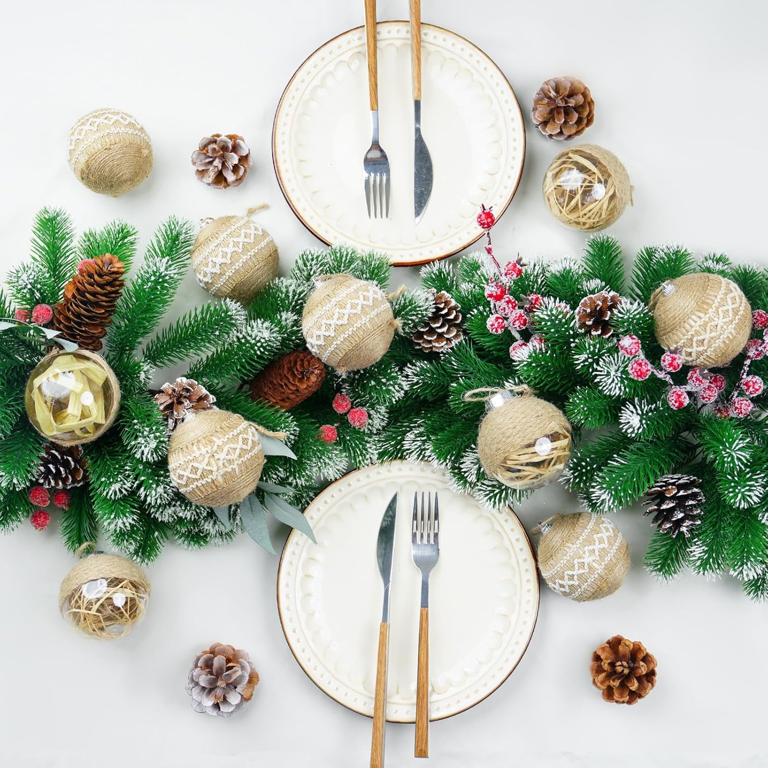 Christmas Ball Ornaments Set - 12 Count Large Shatterproof Decorations for Farmhouse Trees, 70mm/2.76", Flaxen