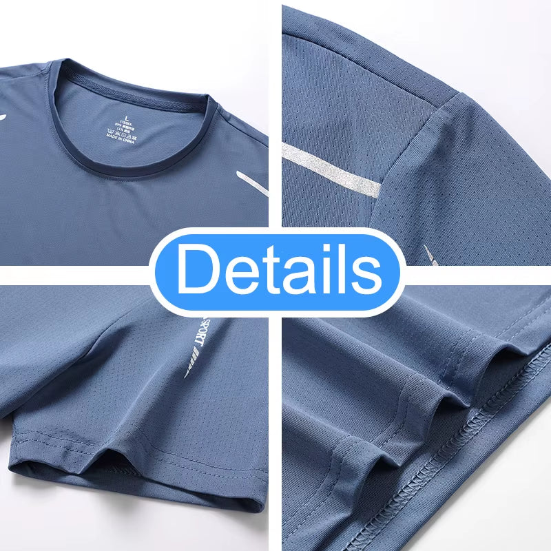 Men'S Running Quick Drying T-Shirts Breathable Hiking Fishing Tees Soft Elasticity Outdoor Sports Short Shirt Summer