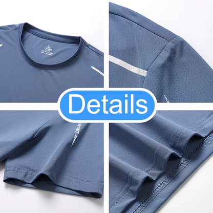 Men'S Running Quick Drying T-Shirts Breathable Hiking Fishing Tees Soft Elasticity Outdoor Sports Short Shirt Summer