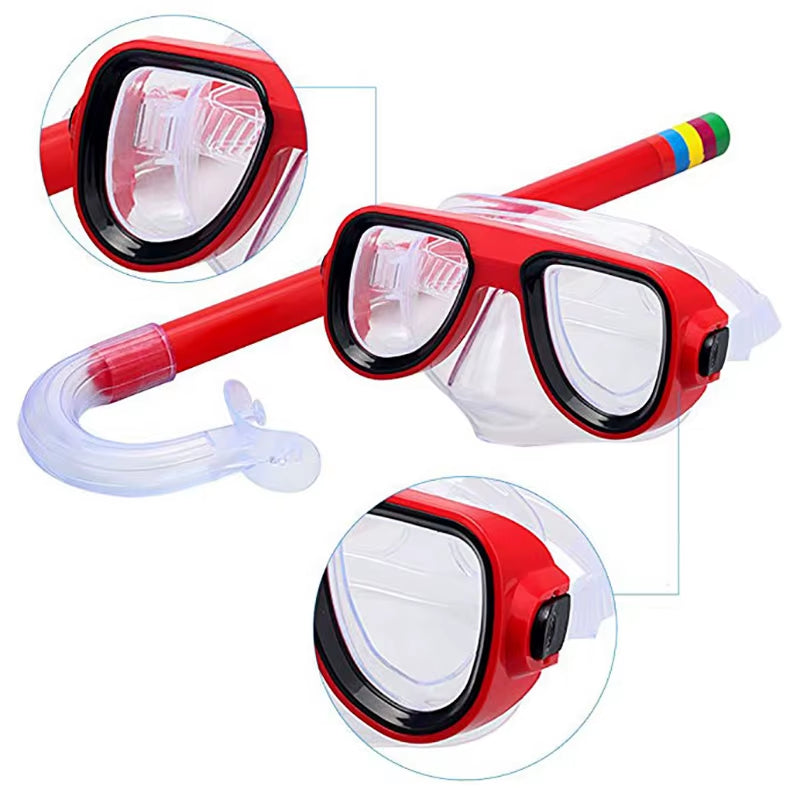 Kids Snorkel Set Scuba Snorkeling Mask Swimming Anti-Fog Goggles with Dry Snorkels Tube Diving Underwater Snorkeling Glasses Set