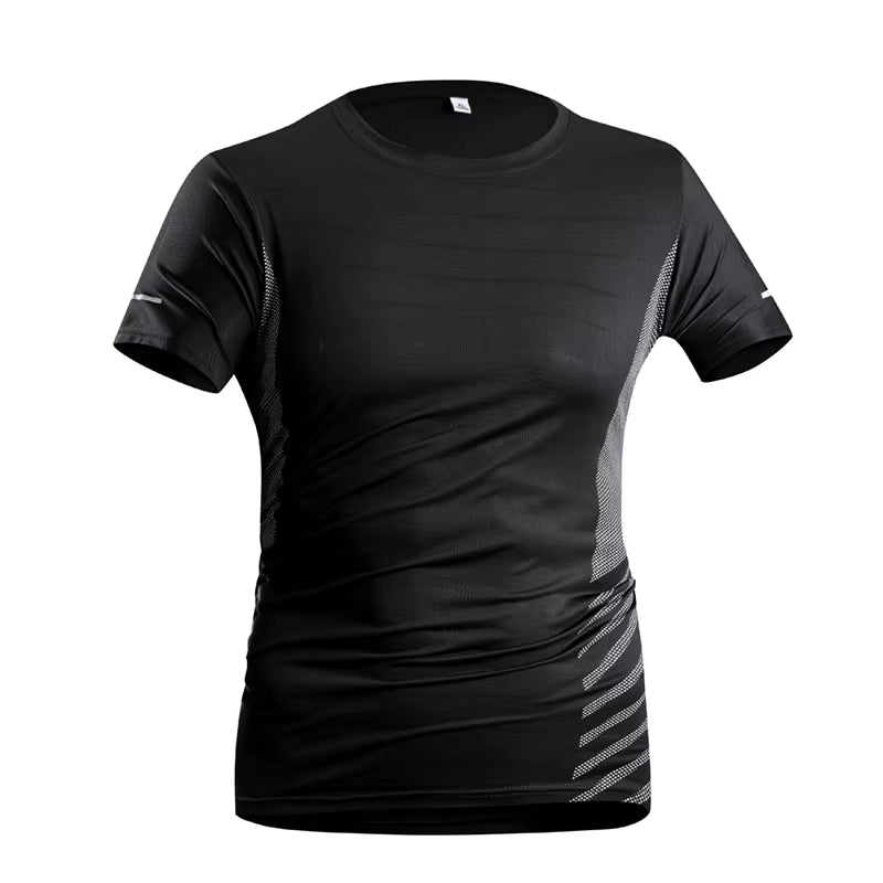 Running T-Shirt Men Summer Ice Silk Thin Top Reflective Printing Quick Dry Short Sleeve Breathable Fitness Sports T-Shirt 5XL