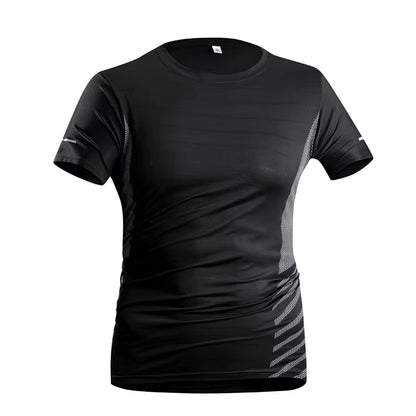 Running T-Shirt Men Summer Ice Silk Thin Top Reflective Printing Quick Dry Short Sleeve Breathable Fitness Sports T-Shirt 5XL