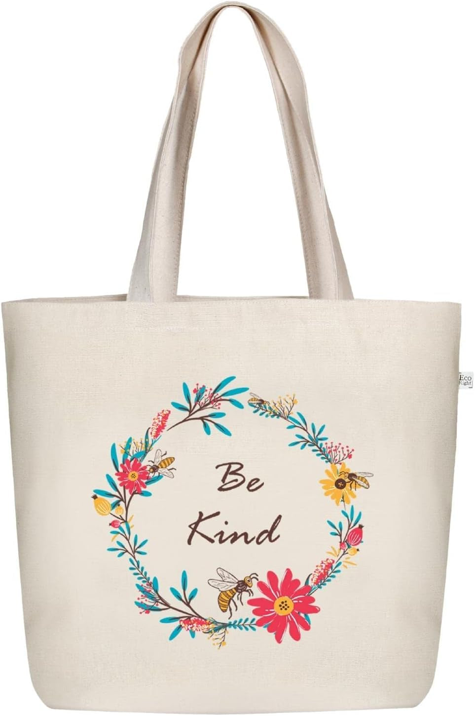 Women's Aesthetic Canvas Tote Bag - Large Zipper Design with Pocket for Yoga, Work, and Beach Use