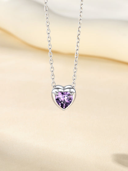 Silver Necklace for Women 925 Sterling Silver Birthstone Love Heart Necklace Birthday Women Gifts