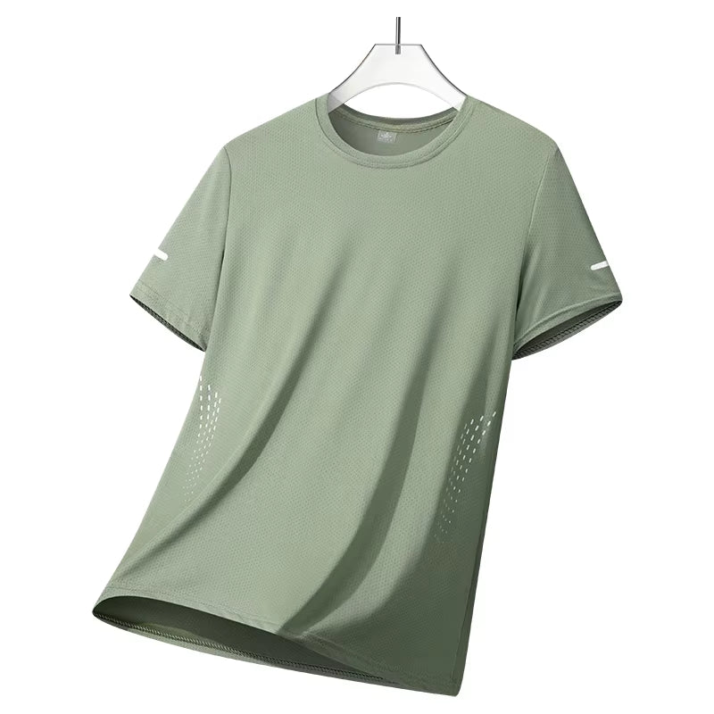 Men'S Running Quick Drying T-Shirts Breathable Hiking Fishing Tees Soft Elasticity Outdoor Sports Short Shirt Summer