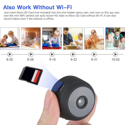 Mini Wireless Security Camera, Full HD 720P Portable Small HD Nanny Cam with Night Vision, Video Record and Motion Detection for Home Car Drone Office and Outdoor Use