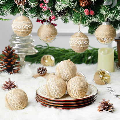 Christmas Ball Ornaments Set - 12 Count Large Shatterproof Decorations for Farmhouse Trees, 70mm/2.76", Flaxen