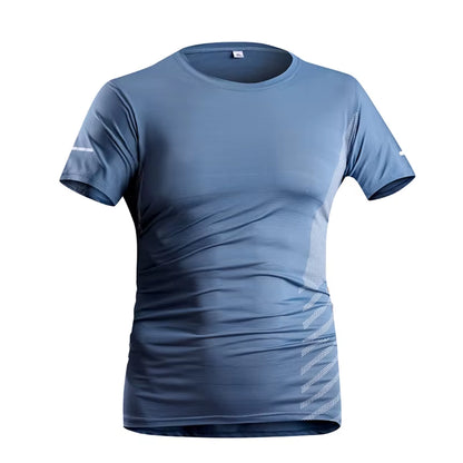 Running T-Shirt Men Summer Ice Silk Thin Top Reflective Printing Quick Dry Short Sleeve Breathable Fitness Sports T-Shirt 5XL