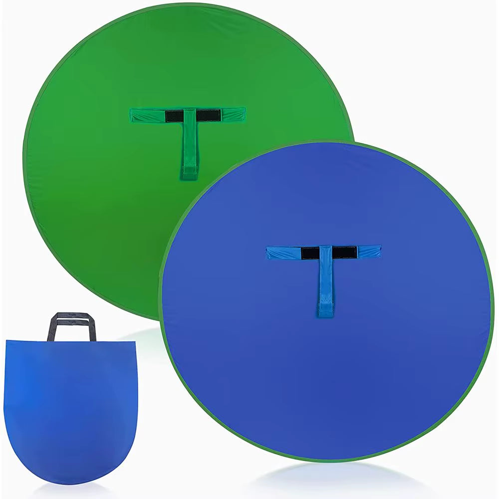 Green Blue Double-Sided Screen Background Cloth Circular Foldable Photography Studio Backdrop Chromakey with Storage Bag